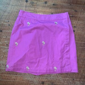 Kate Hill pink purple embroidered palm tree 4P wrap skort